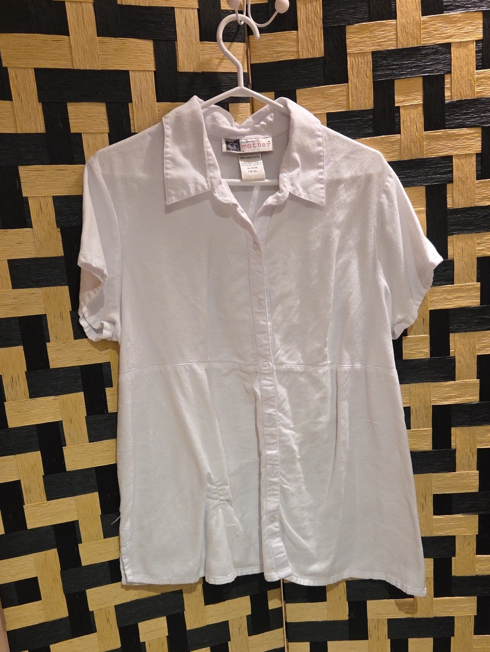 White Short-Sleeve Button Front Blouse